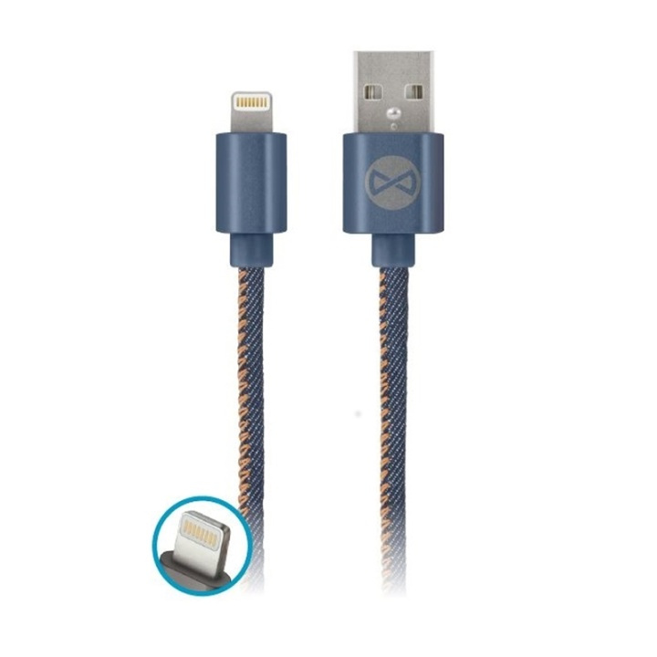 Forever Bliksem, met textiel bedekte spijkerbroek, 1m in de groep SMARTPHONE & TABLETS / Opladers & Kabels / Kabels / Kabels Lightning bij TP E-commerce Nordic AB (38-29753)
