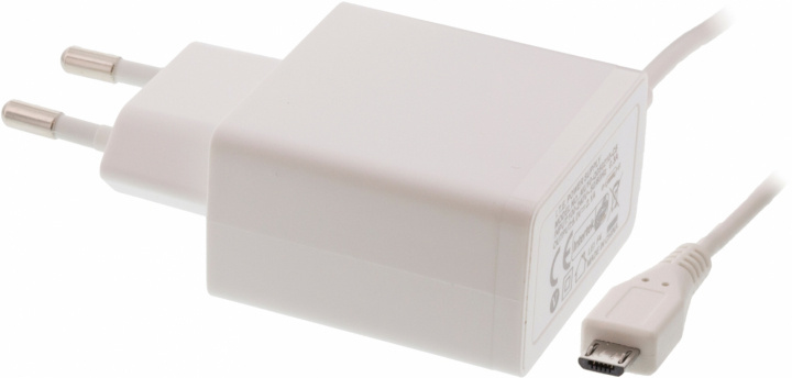EPZI väggladdare 100-240V med integrerad Micro-B kabel 5V 1A 1m, vit (USB-AC87) in de groep SMARTPHONE & TABLETS / Opladers & Kabels / Wandoplader / Wandoplader microUSB bij TP E-commerce Nordic AB (38-34848)