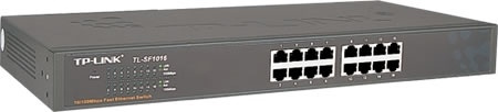 TP-LINK nätverksswitch, 16-ports, 10/100 Mbps, RJ45, 19