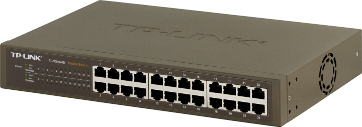 TP-LINK, nätverksswitch, 24-ports 10/100/1000Mbps, RJ45, metall, 19