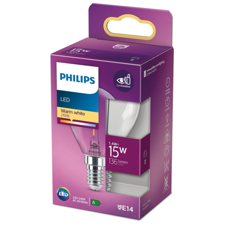Philips LED E14 Klot 15W Klar 136lm in de groep HOME ELECTRONICS / Verlichting / LED-lampen bij TP E-commerce Nordic AB (38-35655)