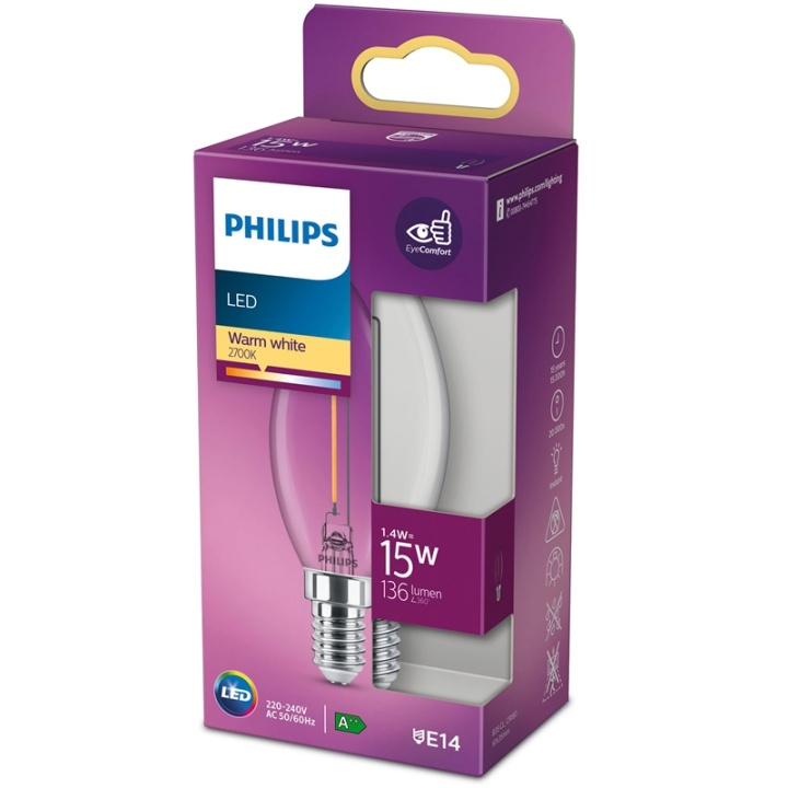 Philips LED E14 Kron 15W Klar 136lm in de groep HOME ELECTRONICS / Verlichting / LED-lampen bij TP E-commerce Nordic AB (38-35659)