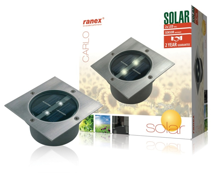Ranex Solar Grondspot 2 LED Vierkant in de groep HUISHOUDEN & TUIN / Elektriciteit & Verlichting / Buitenverlichting / Zonnecelverlichting bij TP E-commerce Nordic AB (38-35744)