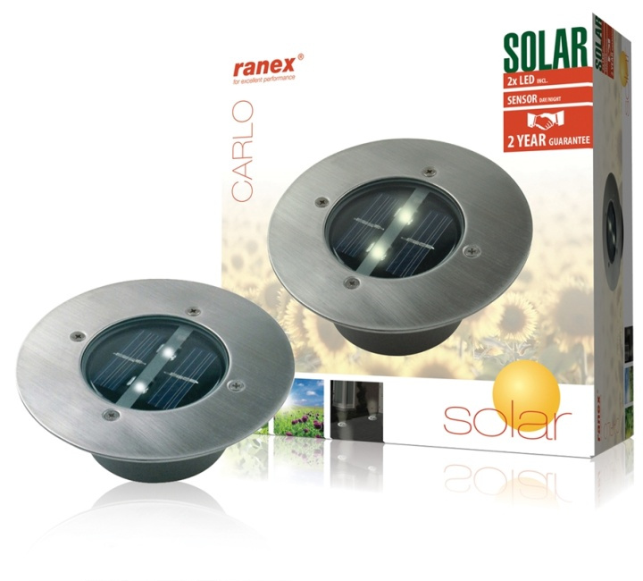 Ranex Solar Grondspot 2 LED Rond in de groep HUISHOUDEN & TUIN / Elektriciteit & Verlichting / Buitenverlichting / Zonnecelverlichting bij TP E-commerce Nordic AB (38-35747)