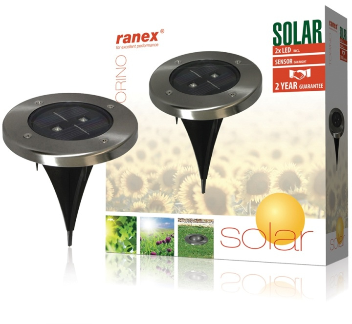 Ranex Solar Grondspot 2 LED Rond in de groep HUISHOUDEN & TUIN / Elektriciteit & Verlichting / Buitenverlichting / Zonnecelverlichting bij TP E-commerce Nordic AB (38-35748)