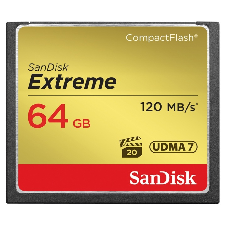 SANDISK Memorycard CF Extreme 64GB 120MB/s UDMA7 in de groep HOME ELECTRONICS / Opslagmedia / Geheugenkaarten / Compact Flash bij TP E-commerce Nordic AB (38-36426)