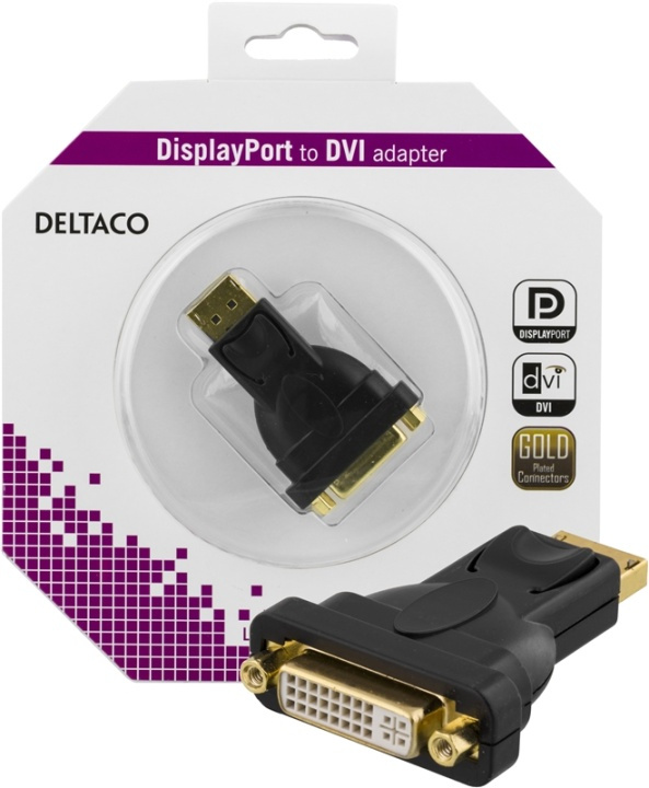 DELTACO DisplayPort to DVI-I Single Link adapter, black, 1080p, in de groep COMPUTERS & RANDAPPARATUUR / Computerkabels / DisplayPort / Adapters bij TP E-commerce Nordic AB (38-36710)