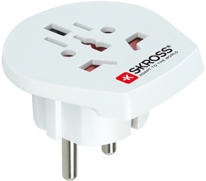 SKROSS reseadapter EMEA/US/UK till EU, ojordad, 220-250V max 16A, vit in de groep HUISHOUDEN & TUIN / Elektriciteit & Verlichting / Reisadapters bij TP E-commerce Nordic AB (38-37010)