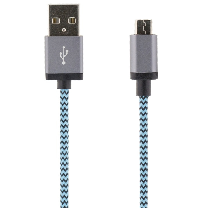 STREETZ USB-kabel, Tygklädd, Typ A ha - Typ Micro B, 1m, blå in de groep SMARTPHONE & TABLETS / Opladers & Kabels / Kabels / Kabels microUSB bij TP E-commerce Nordic AB (38-37091)