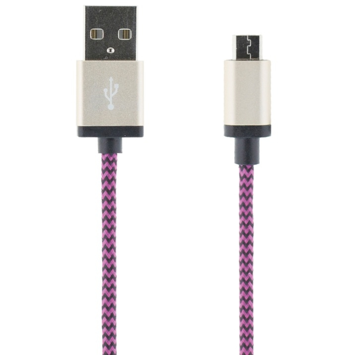 STREETZ USB-kabel, Tygklädd, Typ A ha - Typ Micro B, 1m, lila in de groep SMARTPHONE & TABLETS / Opladers & Kabels / Kabels / Kabels microUSB bij TP E-commerce Nordic AB (38-37092)