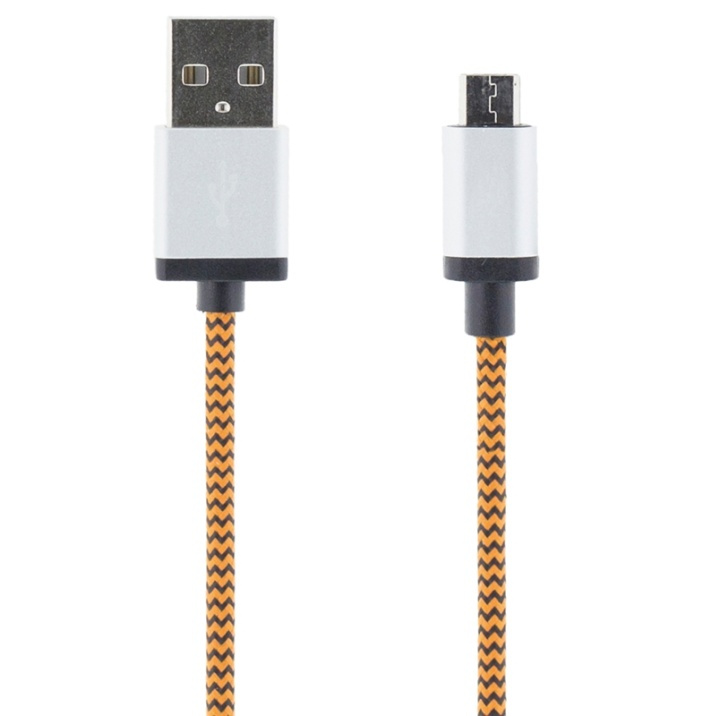 STREETZ USB-kabel, Tygklädd, Typ A ha - Typ Micro B, 2m, orange in de groep SMARTPHONE & TABLETS / Opladers & Kabels / Kabels / Kabels microUSB bij TP E-commerce Nordic AB (38-37096)