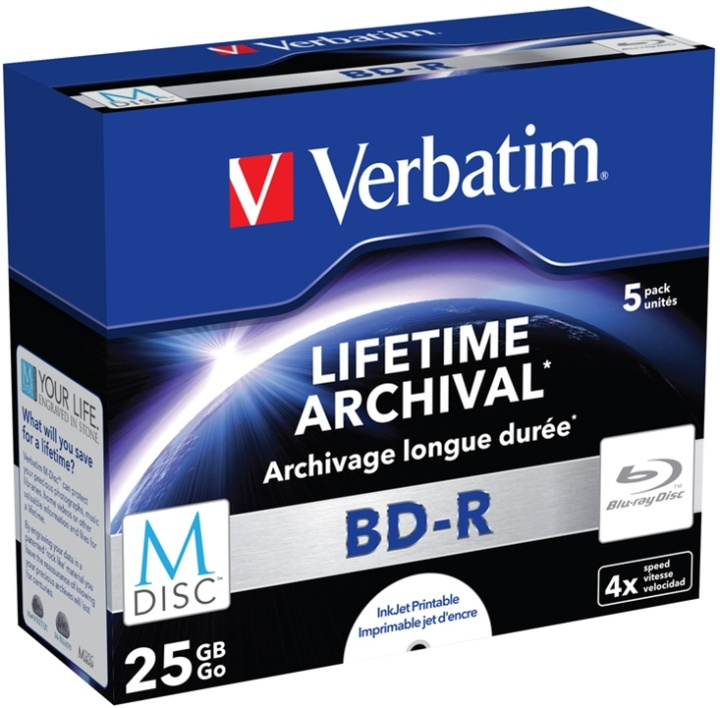 Verbatim M-Disc BD-R, 4x, 25GB/200min, 5-pack jewel case in de groep HOME ELECTRONICS / Opslagmedia / CD/DVD/BD-schijven / Cd/dvd-opslag bij TP E-commerce Nordic AB (38-37135)