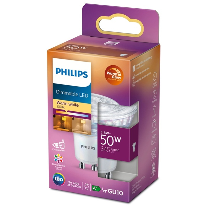 Philips LED GU10 Spot 50W Dimbar WarmG in de groep HOME ELECTRONICS / Verlichting / LED-lampen bij TP E-commerce Nordic AB (38-38798)
