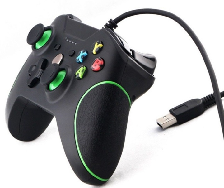 Trådad handkontroll till Xbox One/One S/One X, Svart in de groep HOME ELECTRONICS / Spelconsoles en accessoires / Xbox One bij TP E-commerce Nordic AB (38-39828)