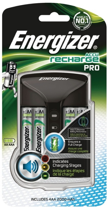 Energizer NiMH-Batterijlader AA / AAA | 1.2 V DC | 4x AA/HR6 2000 mAh | Euro / Type-C (CEE 7/16) | Batterijtype: AA | Zwart in de groep HOME ELECTRONICS / Batterijen & Opladers / Batterijoplader bij TP E-commerce Nordic AB (38-40497)