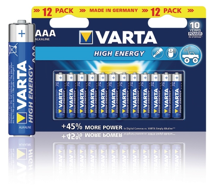 Varta Alkaline Batterij AAA 1.5 V High Energy 12-Pack in de groep HOME ELECTRONICS / Batterijen & Opladers / Batterijen / AAA bij TP E-commerce Nordic AB (38-41921)