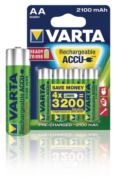 Varta Oplaadbare NiMH-Batterij AA | 1.2 V DC | 2100 mAh | 4-Blisterkaart in de groep HOME ELECTRONICS / Batterijen & Opladers / Oplaadbare batterijen / AA bij TP E-commerce Nordic AB (38-41936)