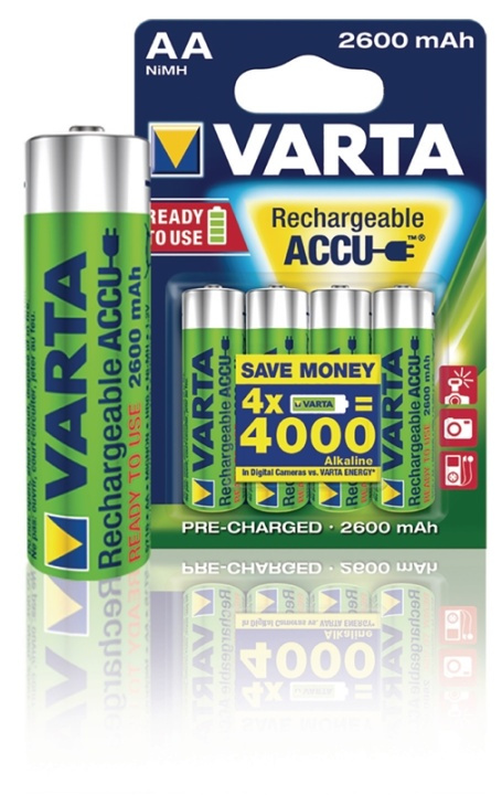 Varta Oplaadbare NiMH-Batterij AA | 1.2 V DC | 2500 mAh | 4-Blisterkaart in de groep HOME ELECTRONICS / Batterijen & Opladers / Oplaadbare batterijen / AA bij TP E-commerce Nordic AB (38-41938)