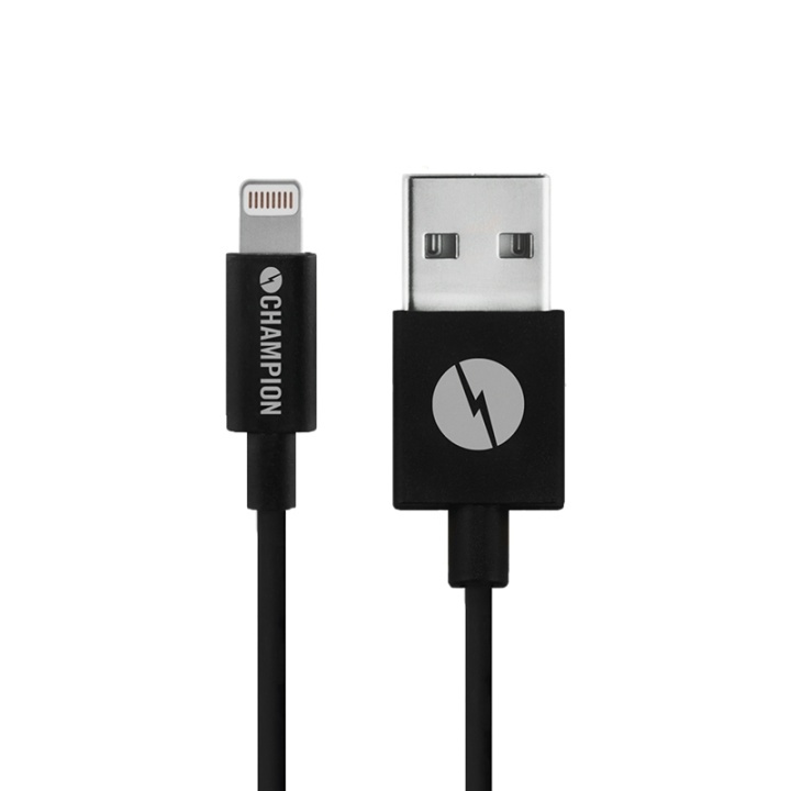 Champion USB-A naar Lightning-kabel 1m zwart in de groep SMARTPHONE & TABLETS / Opladers & Kabels / Kabels / Kabels Lightning bij TP E-commerce Nordic AB (38-43094)
