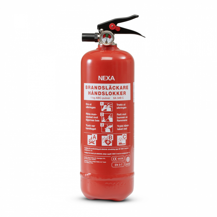 Nexa Fire & Safety Brandsläckare Röd 1kg 8A in de groep HUISHOUDEN & TUIN / Alarm & Beveiliging / Vuur, rook, gas / Brandblussers bij TP E-commerce Nordic AB (38-47078)