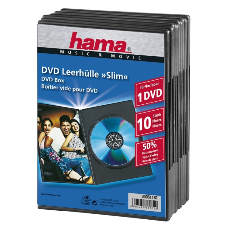 Slim DVD Jewel Case, pack of 10, black in de groep HOME ELECTRONICS / Opslagmedia / CD/DVD/BD-schijven / Cd/dvd-opslag bij TP E-commerce Nordic AB (38-47336)