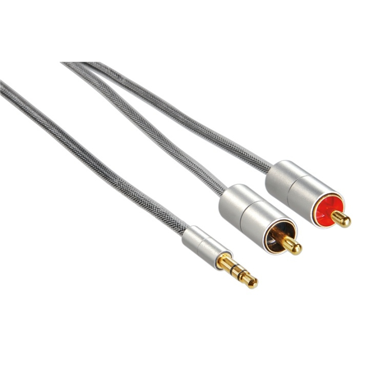 HAMA AluLine Connecting Cable, 3.5 mm stereo jack plug - 2x RCA p in de groep HOME ELECTRONICS / Kabels & Adapters / Audio Analoog / 3.5 mm bij TP E-commerce Nordic AB (38-47406)