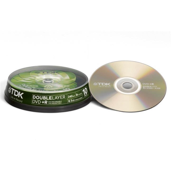 TDK DVD+R DL Cakebox 10-pack 8,5 GB in de groep HOME ELECTRONICS / Opslagmedia / CD/DVD/BD-schijven / DVD+R bij TP E-commerce Nordic AB (38-47845)
