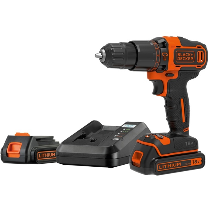 Black & Decker Skruvdragare 18V 2 batterier in de groep HUISHOUDEN & TUIN / Gereedschap / Schroevendraaiers bij TP E-commerce Nordic AB (38-50226)