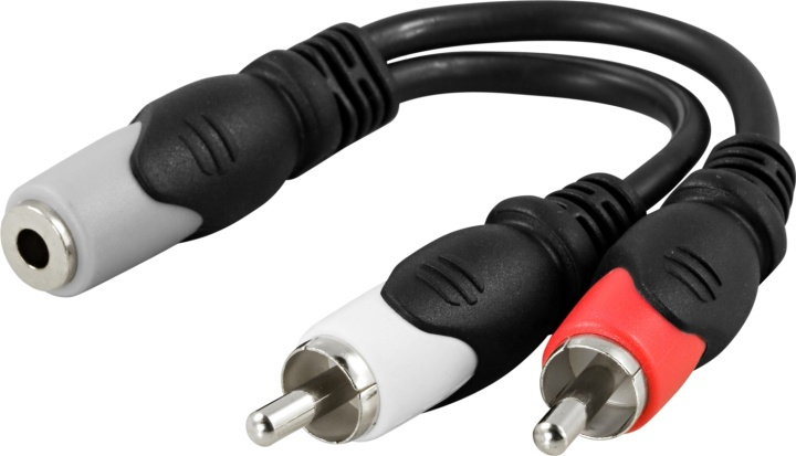 DELTACO multimedia-adapter 3,5mm ho till 2xRCA ha, 10cm in de groep HOME ELECTRONICS / Kabels & Adapters / RCA / Adapters bij TP E-commerce Nordic AB (38-5142)