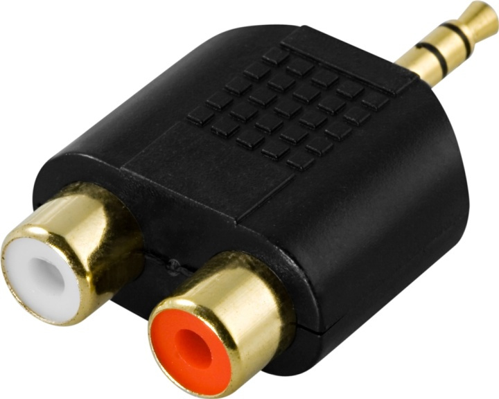 DELTACO multimedia-adapter, 2xRCA ho till 3,5mm ha, guldpläterad in de groep HOME ELECTRONICS / Kabels & Adapters / Audio Analoog / Adapters bij TP E-commerce Nordic AB (38-5172)