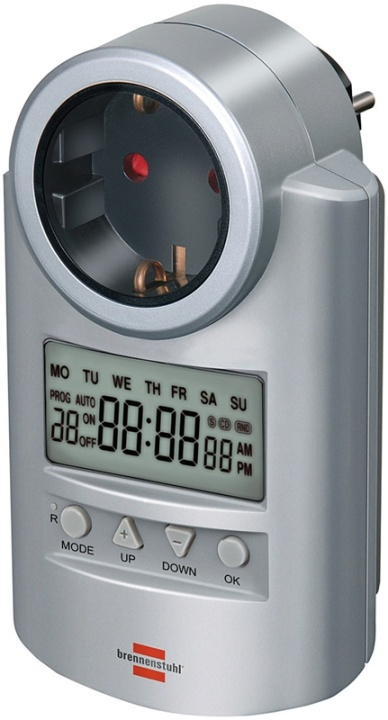 Brennenstuhl digitaltimer, jordad, 12/24h, pet, 240V/16A/3680W, silver in de groep HUISHOUDEN & TUIN / Elektriciteit & Verlichting / Timers bij TP E-commerce Nordic AB (38-52736)