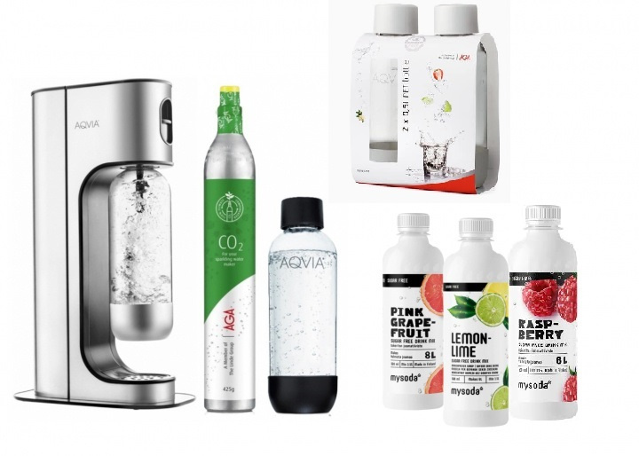 AGA Aqvia Exclusive Steel Black Paket in de groep HUISHOUDEN & TUIN / Huishoudelijke apparaten / Water & Sap / Carbonatatiemachines / Carbonatatiemachines bij TP E-commerce Nordic AB (38-5273PKT)