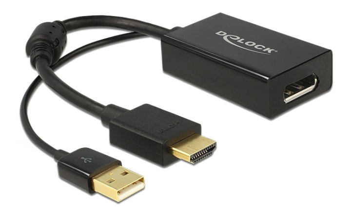 DeLOCK HDMI to Displayport adapter, 4K, HDMI male, DP female, black in de groep COMPUTERS & RANDAPPARATUUR / Computerkabels / DisplayPort / Adapters bij TP E-commerce Nordic AB (38-52971)