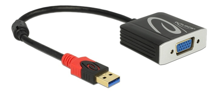 DeLOCK USB 3.0 to VGA adapter, 1920x1200, 0,2m, black in de groep COMPUTERS & RANDAPPARATUUR / Computerkabels / VGA / Adapters bij TP E-commerce Nordic AB (38-52987)