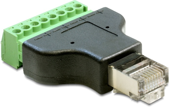 DeLOCK terminalblocksadapter, RJ45 hane, 8-pin in de groep COMPUTERS & RANDAPPARATUUR / Computerkabels / Netwerkkabels / Adapters & Geleiderverbindingen bij TP E-commerce Nordic AB (38-52998)