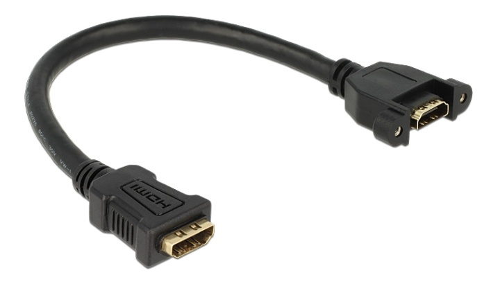DeLOCK HDMI cable for panel mount, 2xHDMI 19-pin female, 0,25m, black in de groep HOME ELECTRONICS / Kabels & Adapters / HDMI / Kabels bij TP E-commerce Nordic AB (38-53075)