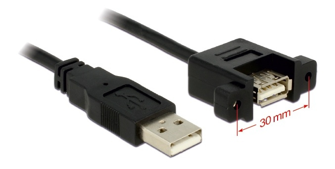 DeLOCK USB 2.0 cable for panel mount, USB type A male - USB type A fem in de groep HOME ELECTRONICS / Opslagmedia / USB-geheugen / USB 2.0 bij TP E-commerce Nordic AB (38-53077)