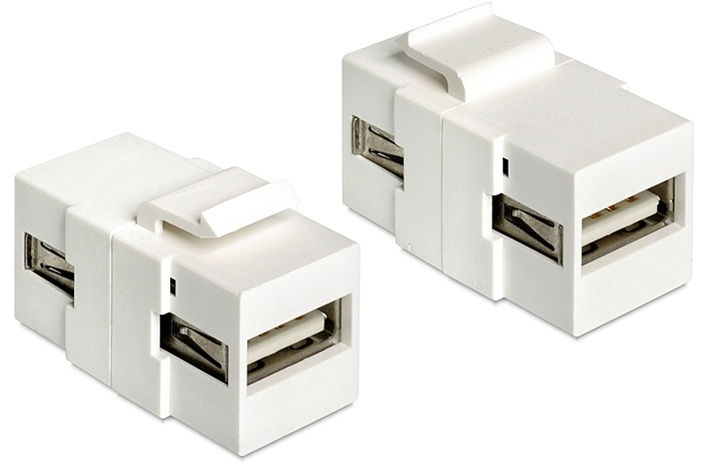 DeLOCK Keystone modul, USB 2.o Typ A ho - USB Typ A ho, vit in de groep COMPUTERS & RANDAPPARATUUR / Computerkabels / Netwerkkabels / Adapters & Geleiderverbindingen bij TP E-commerce Nordic AB (38-53090)