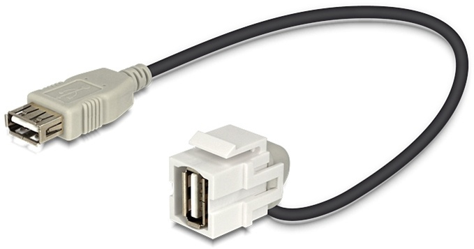 DeLOCK Keystone modul, USB 2.0 Typ A ho-USB Typ A ha, 0,2m kabel, grå in de groep COMPUTERS & RANDAPPARATUUR / Computerkabels / Netwerkkabels / Adapters & Geleiderverbindingen bij TP E-commerce Nordic AB (38-53093)