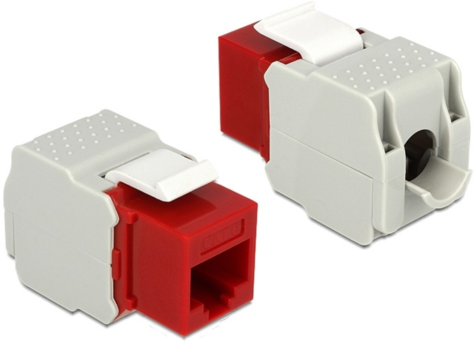 DeLOCK UTP Cat6 Keystone modul, RJ45 ho - LSA Cat6, Tool-free röd/gr� in de groep COMPUTERS & RANDAPPARATUUR / Computerkabels / Netwerkkabels / Adapters & Geleiderverbindingen bij TP E-commerce Nordic AB (38-53095)