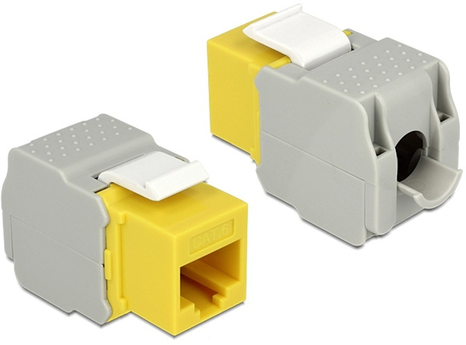 DeLOCK UTP Cat6 Keystone modul, RJ45 ho - LSA Cat6, Tool-free gul/grå in de groep COMPUTERS & RANDAPPARATUUR / Computerkabels / Netwerkkabels / Adapters & Geleiderverbindingen bij TP E-commerce Nordic AB (38-53096)