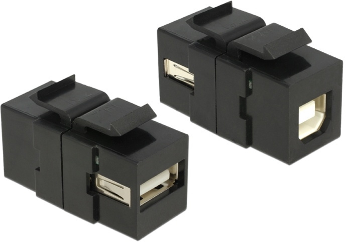 DeLOCK Keystone modul, USB 2.0 Typ A ho - USB 2.0 Typ B ho, svart in de groep COMPUTERS & RANDAPPARATUUR / Computerkabels / Netwerkkabels / Adapters & Geleiderverbindingen bij TP E-commerce Nordic AB (38-53100)