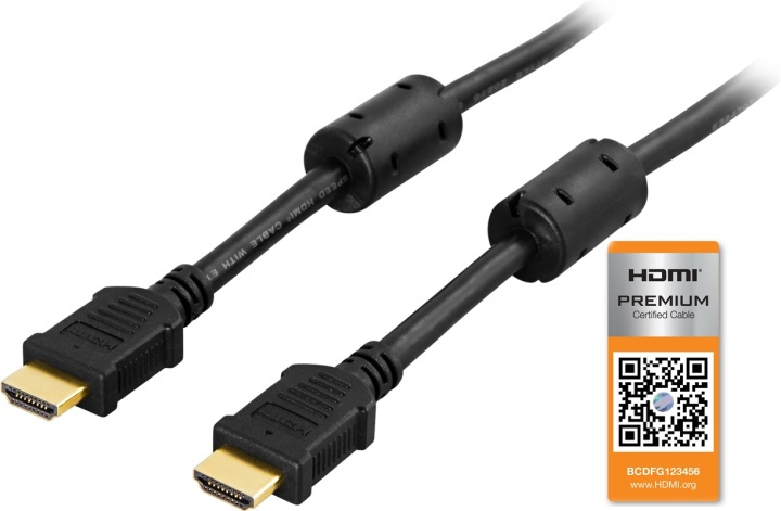 DELTACO HDMI cable, Premium High Speed HDMI with Ethernet, 0.5m, black in de groep HOME ELECTRONICS / Kabels & Adapters / HDMI / Kabels bij TP E-commerce Nordic AB (38-5311)