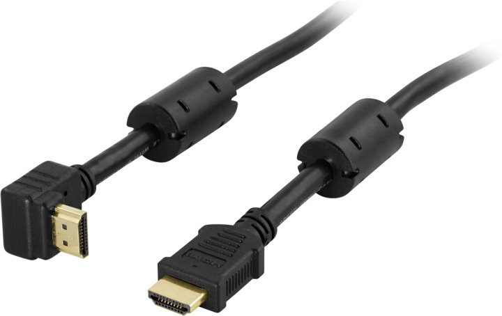 DELTACO angled HDMI cable, HDMI High Speed with Ethernet, 5m, black in de groep HOME ELECTRONICS / Kabels & Adapters / HDMI / Kabels bij TP E-commerce Nordic AB (38-5316)