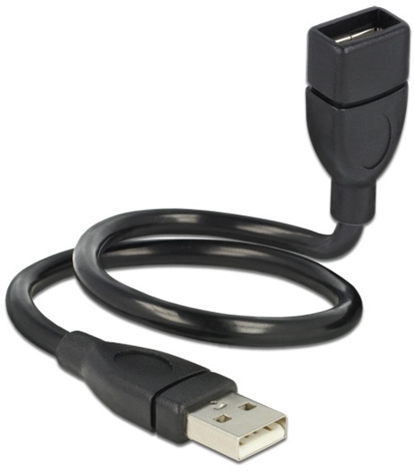 DeLOCK 83498, Formbar USB-kabel, USB Typ A ha - ho, 0,35m, svart in de groep COMPUTERS & RANDAPPARATUUR / Computerkabels / USB / USB-A / Kabels bij TP E-commerce Nordic AB (38-53165)