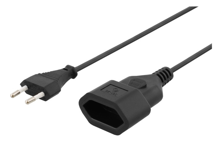 DELTACO ungrounded power cable, CEE 7/16 to IEC 60906-1, 1m, black in de groep COMPUTERS & RANDAPPARATUUR / Computerkabels / Elektrische kabels bij TP E-commerce Nordic AB (38-53252)