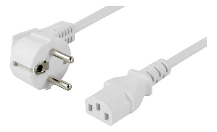 DELTACO grounded power cable, angled CEE 7/7 to IEC 60320 C13, 10m, wh in de groep COMPUTERS & RANDAPPARATUUR / Computerkabels / Elektrische kabels bij TP E-commerce Nordic AB (38-53272)