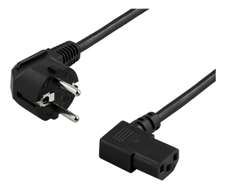 DELTACO power cable, angled CEE 7/7 to angled IEC 60320 C13, 10m, blac in de groep COMPUTERS & RANDAPPARATUUR / Computerkabels / Elektrische kabels bij TP E-commerce Nordic AB (38-53273)
