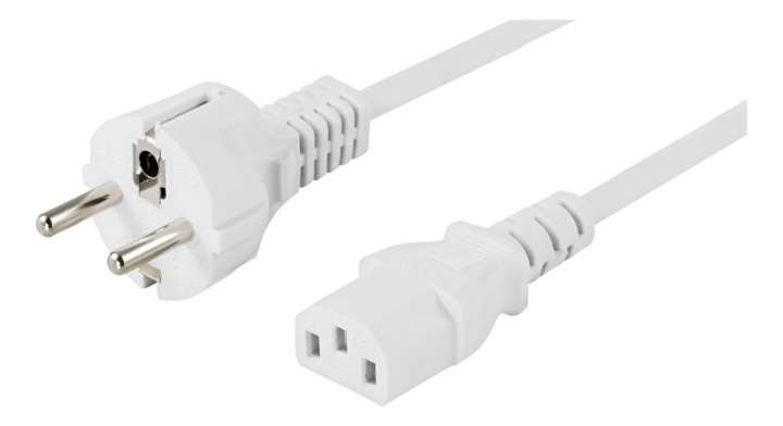 DELTACO grounded power cable, CEE 7/7 to IEC 60320 C13, 10m, white in de groep COMPUTERS & RANDAPPARATUUR / Computerkabels / Elektrische kabels bij TP E-commerce Nordic AB (38-53275)
