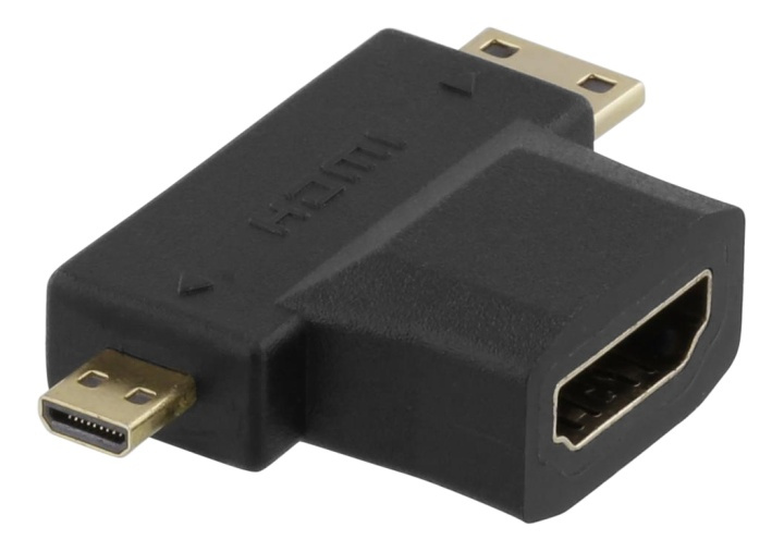 DELTACO HDMI adapter, HDMI FM to mini HDMI M and micro HDMI M in de groep HOME ELECTRONICS / Kabels & Adapters / HDMI / Adapters bij TP E-commerce Nordic AB (38-53378)